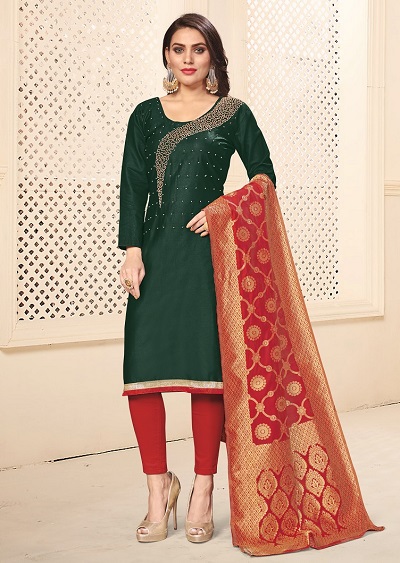 Red and Green Churidar Style