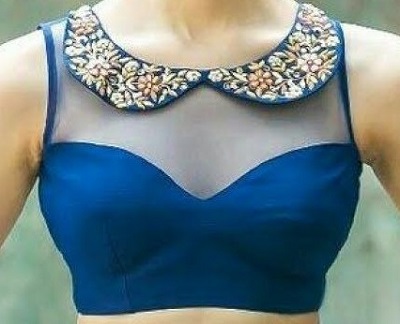 Round Neckline Collared Saree Blouse Design