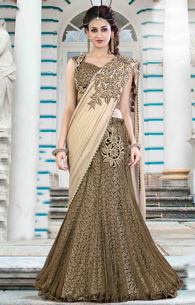 Saree in Lehenga style Dress