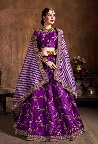 Silk Embroidered Lehenga For Festivals