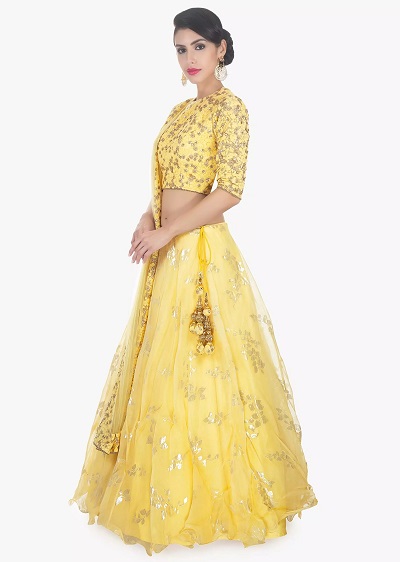 Silk Lehenga choli in yellow color