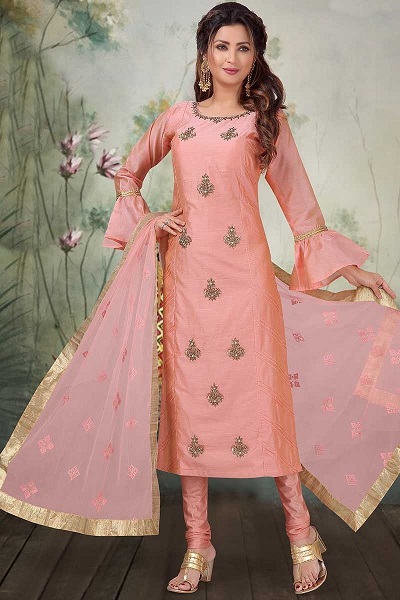 Silk dress with Churidar Style