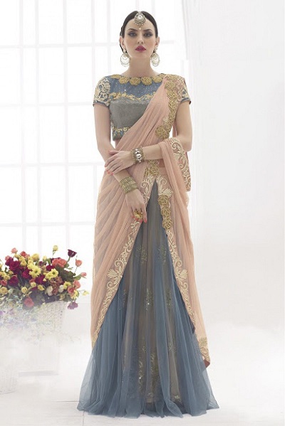 Very Light weight Style Premade Saree Lehenga