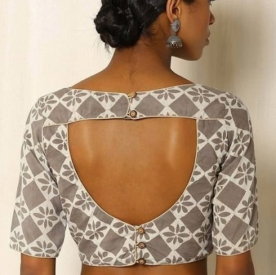 Circular Cut At The Back Cotton Saree Blouse Design