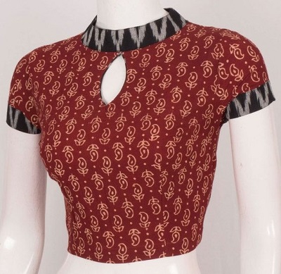 Collar And Keyhole Neckline Cotton Blouse Pattern