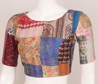 Multi Coloured Cotton Saree Blouse Pattern