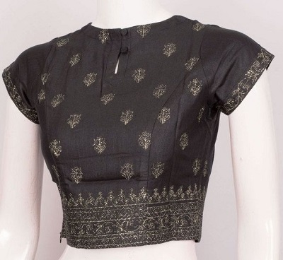 Stylish Cotton Silk Saree Blouse  With Short Sleeve