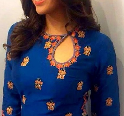 Embroidered Stylish Kurti Front Neckline Pattern