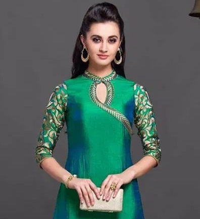 High Neckline With Angrakha Style Pattern