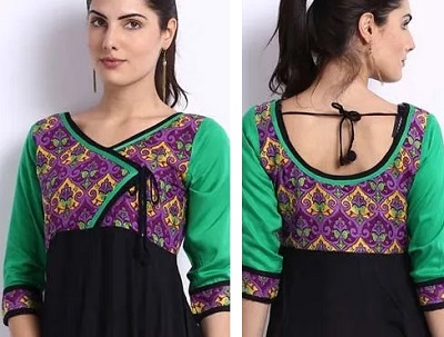 Short angrakha style front neck pattern