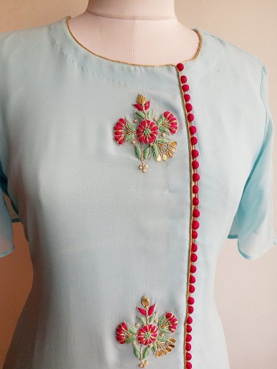 Side potli button style neck design