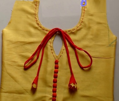 Stylish Kurti Neckline With Buttons And Strings