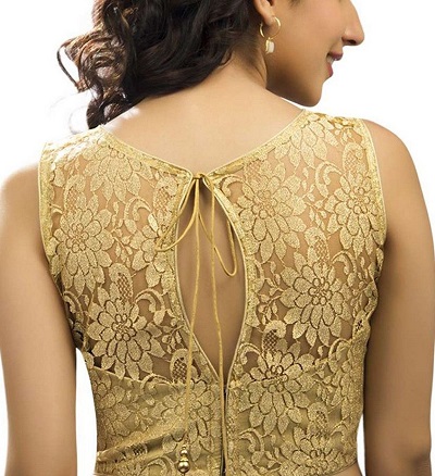 Golden Sleeveless Lace Blouse