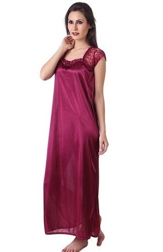 Lace And Satin Full Length Nighty