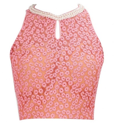 Pink Halter Style Lace Blouse