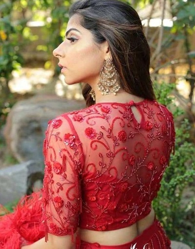 Red Lace Blouse With Sequins