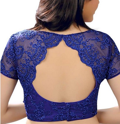 Shrug pattern blue lace blouse design
