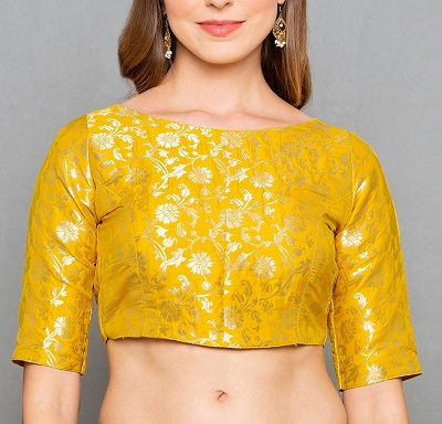 Bright yellow and gold brocade blouse