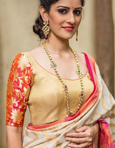 Brocade And Silk Saree Blouse Design