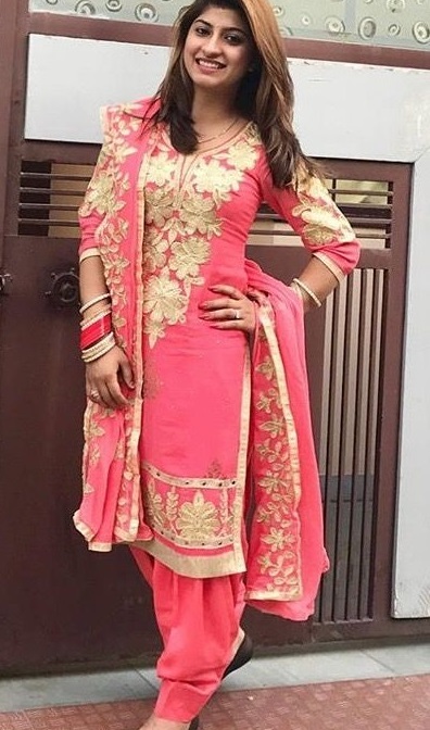 Carrot Pink Embellished Suit With Semi Patiala Salwar