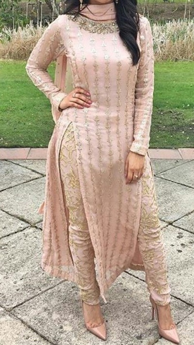 Double slit style Punjabi suit