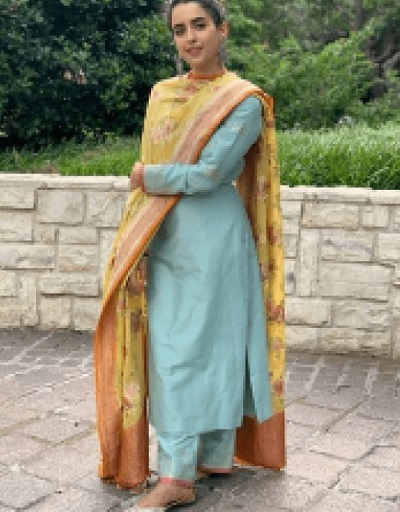 Long Length Punjabi Suit With Printed Silk Dupatta And Palazzo