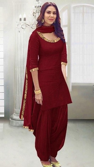 Maroon Punjabi Cotton Salwar Suit Pattern