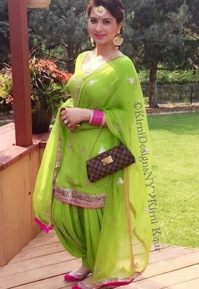 Parrot Green Full Patiala With Green Kurta