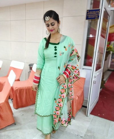 Plain Simple Punjabi Suit With Palazzo