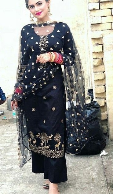 Punjabi Suit With Palazzo And Net Dupatta