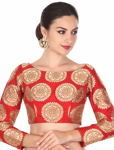 Red And Gold Brocade Saree Blouse