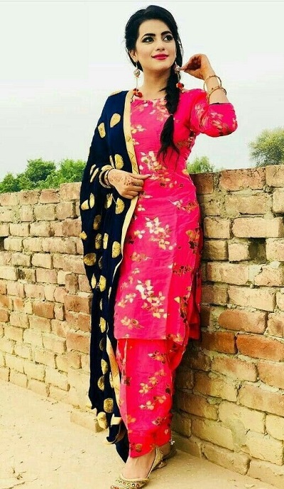 Red Punjabi Style Suit With Dupatta