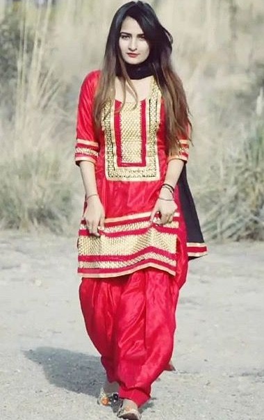 Red Suit With Full Flair Patiala Salwar