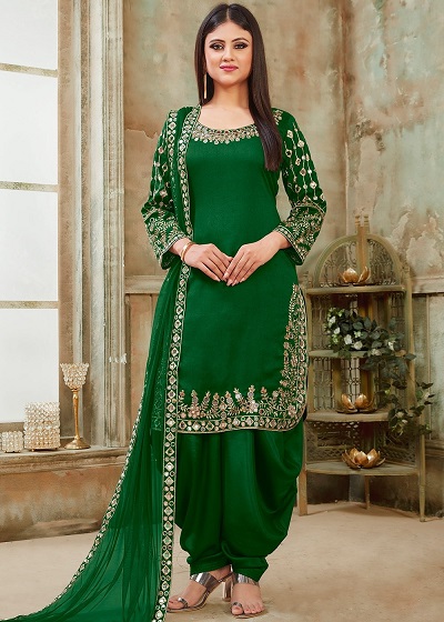 Silk Punjabi Suit With Patiala Salwar
