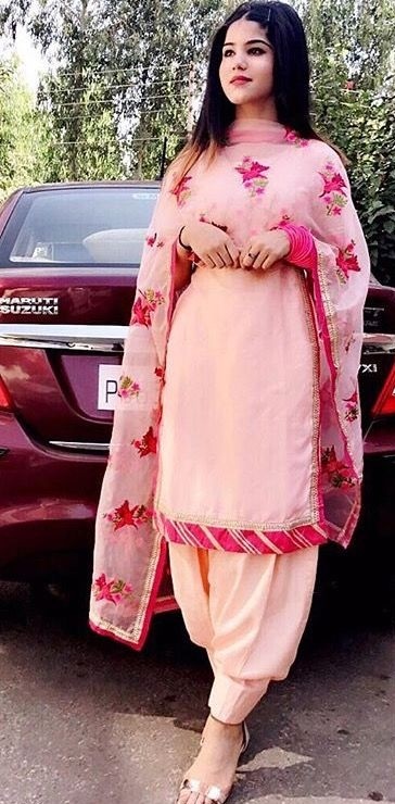 Simple Cotton Blush Pink Suit With Printed Dupatta