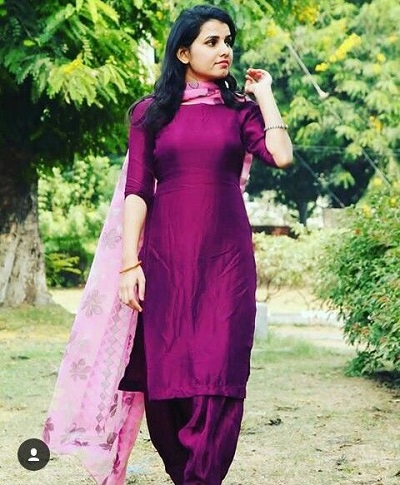 Simple Cotton Wine Color Punjabi Suit