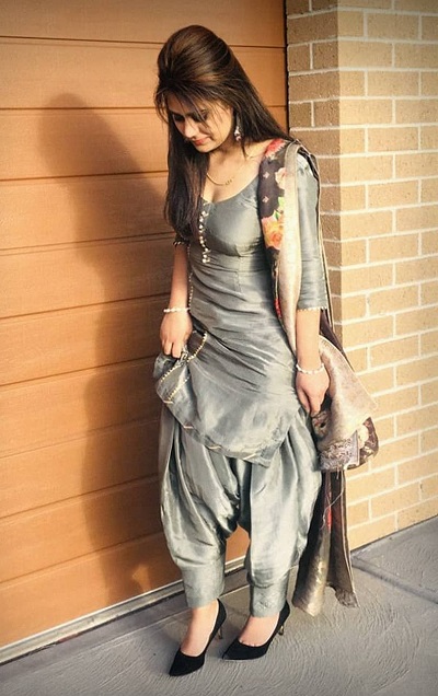 Steel Grey Gorgeous Punjabi Suit Pattern