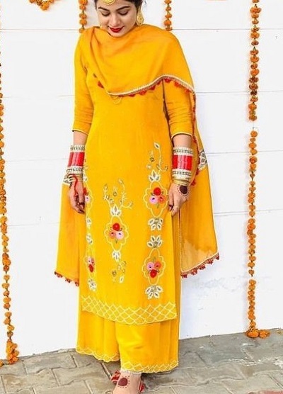 Yellow Suit With Straight Palazzo