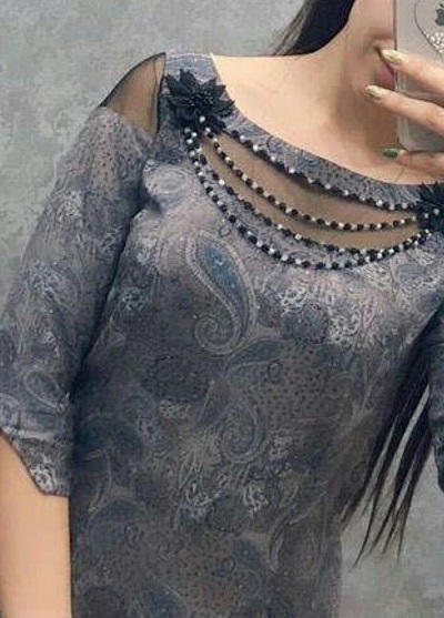 Beaded chain On Front Kurti neckline