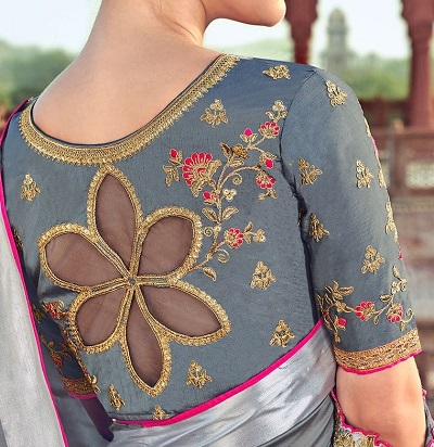 Beautiful back work Silk blouse pattern