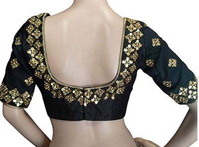 Black Silk Blouse With Heavy Embellishment