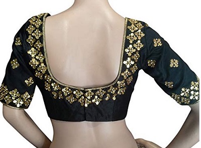 Black Silk blouse with Gota Patti work