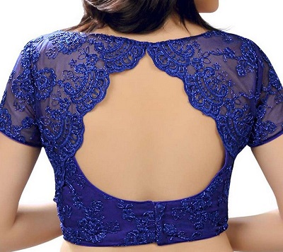 Blue back hooks lace blouse pattern