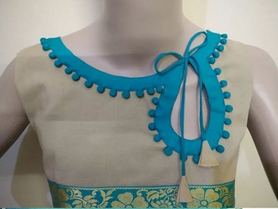 Boat Shaped Neckline With Keyhole Pattern