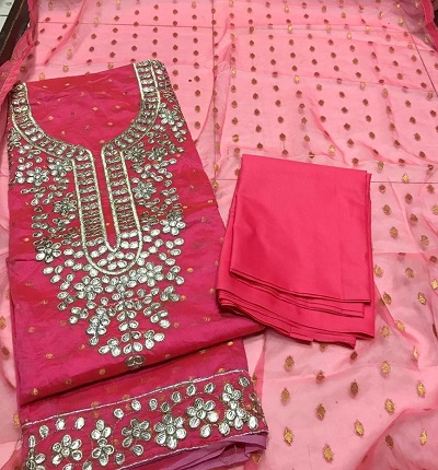 Dark Pink Gota Patti Floral design suit