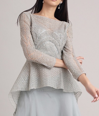 Delicate High Low Peplum Style Blouse