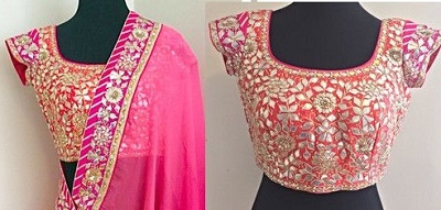 Designer Gota Patti work blouse for lehenga