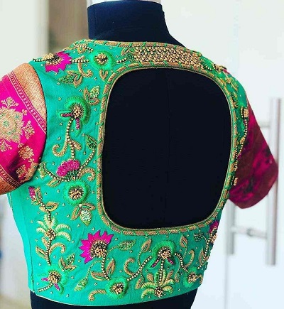 Designer Silk Blouse With Heavy Bead Work