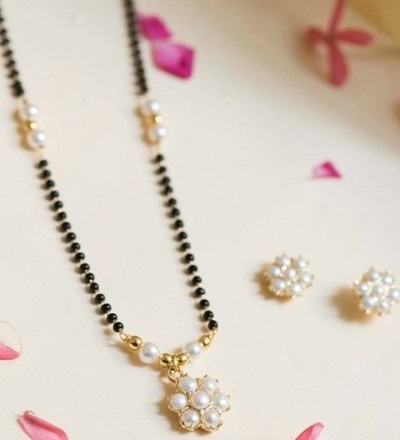 Fresh Pearl beads mangalsutra pattern