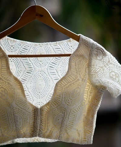 Front hook lace blouse design